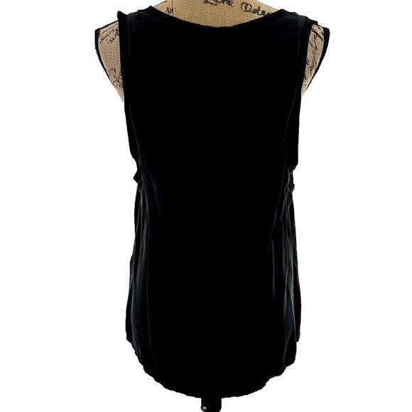 Theory Top Women's Large L Black Silk V-Neck Side Cut Out Sleeveless Blouse - Picture 2 of 16
